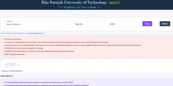 BPUT Result Student Login