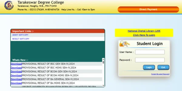 Tarakeswar Degree College Student Login
